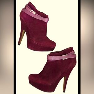Aldo Brackney burgundy platform heeled ankle boot 7